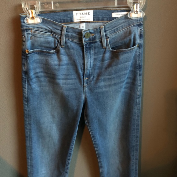 Frame Le High Straight Jeans Raw Hem Asymmetrical - Picture 4 of 8